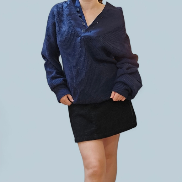 Chunky cozy oversized grandpa sweater quarter button up National Geographic - Picture 2 of 14